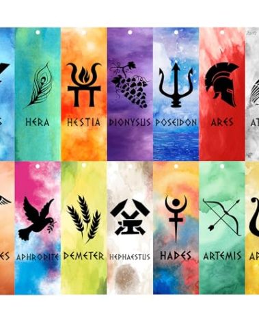Greek Mythology Bookmarks, 14pcs Olympians Gods Bookmarks, Htabiol Greek Mythology Gifts for Kids, Olympians God Favors for Classroom, Fit for Percy Jackson Birthday Party, Camp Half Blood Party