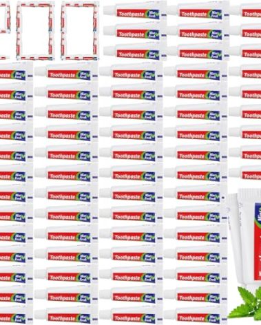 Dimsile Mini Toothpaste Bulk Regular Clean Mint Toothpaste for Bad Breath, Helps Freshens Breath, Whitens Teeth Travel Size 0.18oz for Home Hotel Office School Camping