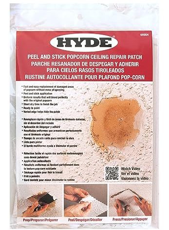Hyde 09954 Popcorn Ceiling Patch Repair Kit, White, 2 9x6-inch Patches, 2 4-inch Round Patches, 2 Ounces of Joint Compound Drywall Mud, 2 Cotton Swabs