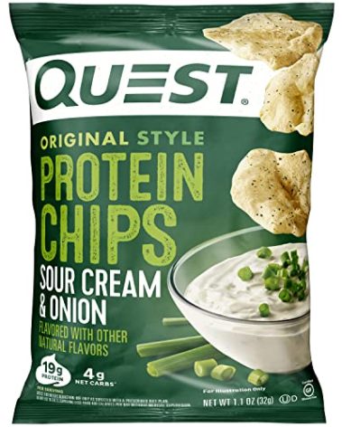 Quest Nutrition Sour Cream & Onion Protein Chips, 19g Protein, 4g Net Carbs, Low Carb, Gluten Free, 1.1 oz (Pack of 12)