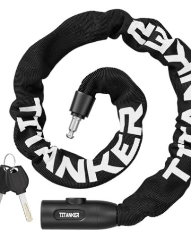 Titanker Heavy Duty Bicycle Lock Chain with Keys - 3 Feet Anti-Theft Lock for Bikes, Motorcycles, Doors, Gates, Fences, Grills (6mm Thick)