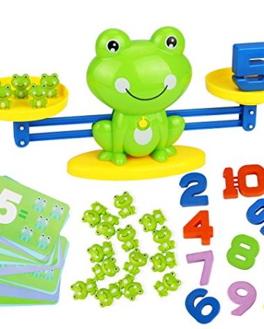 Aitbay Cool Math Game, Preschoolers Frog Balance Counting Toys for Boys & Girls Educational Number Toy Fun Children's Gift STEM Learning Age 3+ (63 PCS)