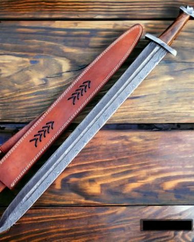 Wilson Roy Custom Damascus Steel Celtic Gladious Sword - 32" Long Dagger for Camping