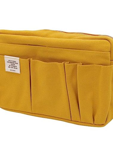 Delfonics] 500092 Inner Carrying Bag Size M Yellowe Cotton Pouch Case Bag in Bag, Yellow, 10.5 in. x 7.25 in. x 2.56 in. / medium, Compact