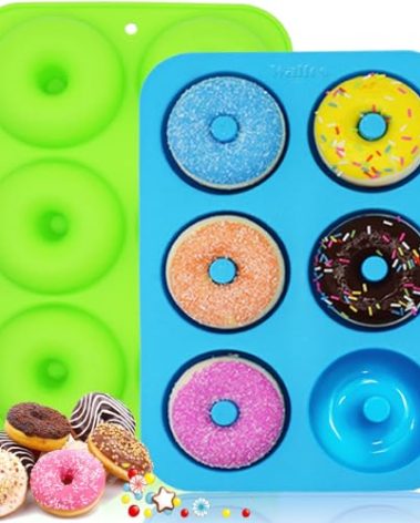 Walfos Silicone Donut Mold - Non-Stick Silicone Doughnut Pan Set, Just Pop Out! Heat Resistant, Make Perfect Donut Cake Biscuit Bagels, BPA FREE and Dishwasher Safe, Set of 2