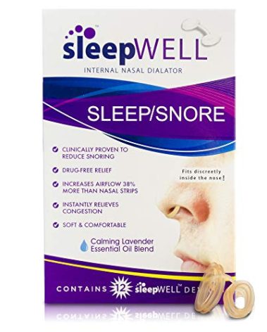 sleepWELL Snoring Solution, Internal Nasal Dilators for Increased Airflow & Easier Breathing, Snore Stopper for More Restful, Restorative Sleep, Soft & Comfortable, Latex Free & Drug Free, 12 Count