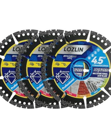 LOZLIN 3-Pack 4.5" Diamond Multi-Purpose Saw Blades - Heavy Duty Angle Grinder Discs for Cutting Marble/Quartz/Stone/Tile/Metal/Plastic