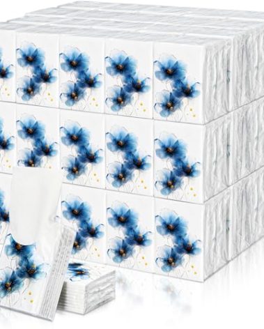 Therwen 100 Pack Pocket Tissues Travel Packs Bulk 1000 Sheet Mini Tissues Bulk 3 Ply Small Travel Size Paper Individual Pocket Size (Elegant)