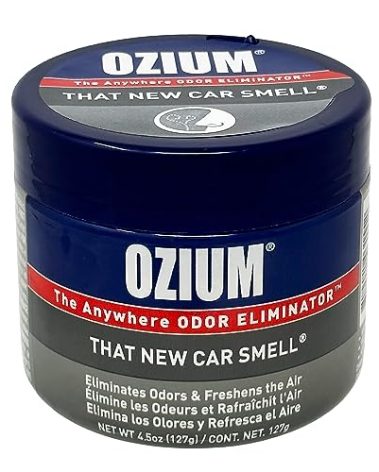 Ozium Air Sanitizer 4.5 oz Gel: Odor Eliminator for Strong Odor, Car Air Freshener (New Car, 1 Pack)