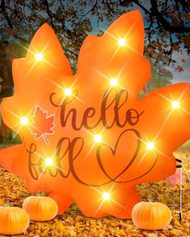 VIHOSE Fall Inflatable Decorations 5. 25 ft Thanksgiving Blow up Decor Fall Maple Leaves LED Lights Inflatable Decoration for Autumn Harvest Indoor Outdoor Yard Garden Lawn Party
