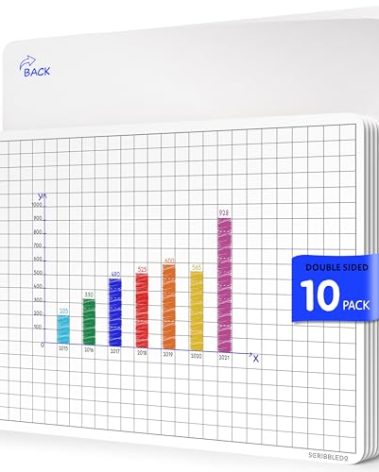SCRIBBLEDO Grid Dry Erase Sheets 9”x12” Math Practice Small White Board Sheets Math Manipulatives Quad Graph Whiteboard Sheets Math Supplies Homeschool Teacher Students Classroom Pack of 10