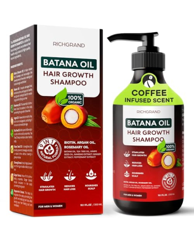 Batana Oil Shampoo for Hair Growth - Routine Shampoo for Thinning Hair for Women & Men - 9-in-1 Natural Hair Loss Shampoo with Biotin, Rosemary Oil - Thickening Hair Treatment & Regrowth
