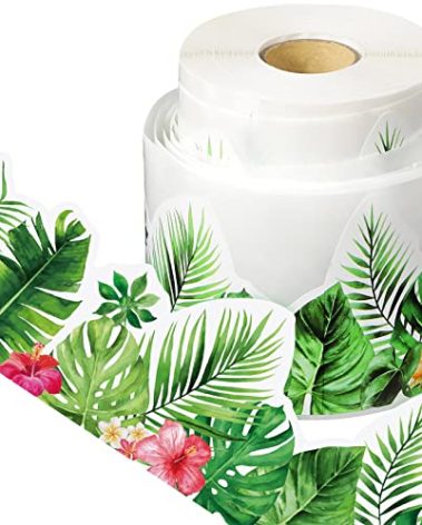 Plant Bulletin Board Borders Boho Greenery Bulletin Board Border Tropical Classroom Decorations Self Adhesive Jungle Leaves Trim Stickers for Nature Themed Back to School Classroom Decor(98.4 ft)