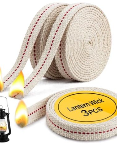 Sukh Lamp Wick Lantern Wick - Lantern Wicks 3 Rolls 1/2 Inch Flat Cotton Wicks with Genuine Red Stitch Replacement Oil Wick for Paraffin Oil Kerosene Based Lanterns and Candle Burners