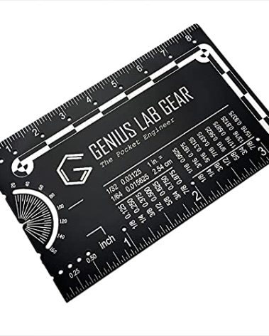 The Authentic Pocket Engineer - Small Metal Engineering Ruler Protractor Compass Scale, Techie Graduation Gadget Multitool, Mechanical/Civil Engineers Gift, Metric Mini 3 Inch Tool- Genius Lab Gear