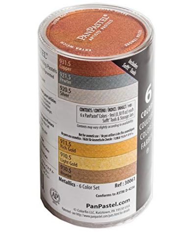 PanPastel Artist Pastels by GOLDEN, Metallic Colors Set, 6 Color, Professional Artist Pastels, Unique Pan Format (cake-like)