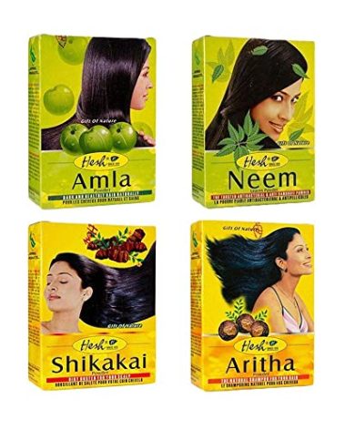 Hesh Herbal Amla Powder 100G, Brahmi Powder 100G, Shikakai Powder 100G, Aritha Powder 100G - 1 Complete Hair Care Combo Pack
