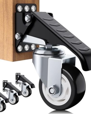 SOLEJAZZ Workbench Casters Wheels 880Lbs Retractable Casters Set of 4 Heavy Duty Side Mount Caster Rollers 3" Stepdown Castor Wheels for Bench Machinery Work Table with Installation Template, 4 Pack