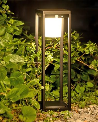 BRIMMEL Solar Pathway Lights Outdoor, Aluminum Waterproof Floor Lamp, 3 Lighting Modes with Motion Sensor, 600 Lumens Super Bright Outdoor Lamp for Garden Backyard Patio Porch Decor, 20" Black