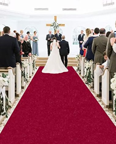 MODFUNS Burgundy Aisle Runner Rug 48" x15FT Velvet Aisle Runner for Wedding Maroon Party Carpet Rug Outdoor Decorations for Events Wedding Shower Indoor Floor Runner Aisle Banquet Walkway