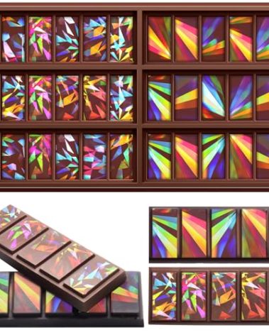 Ziliny Holographic Chocolate Molds Resin Silicone Chocolate Deep Thick Molds for Reusable DIY Baking Wax Melts(Windmill and Snowflake)