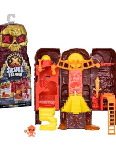 Treasure X Lost Lands Skull Island Lava Tower Micro Playset, 15 Levels of Adventure. Survive The Traps and Discover 2 Micro Sized Action Figures. Will You Find Real Gold Dipped Treasure?