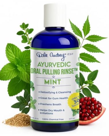 Ayurvedic Oil Pulling Rinse for Teeth and Gums | Made in USA Alcohol Free Mouthwash for Fresh Breath | Pulling Oil with Oils Extract for Teeth Whitening & Healthy Gums | Mint Oral Rinse - 8 Fl Oz