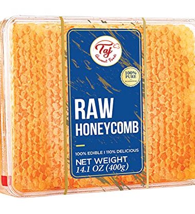 Great Bazaar All natural Raw Honeycomb 100% Honey Pure Turkish Raw Honey Comb - Honey Combs Raw Edible - Honey With Honeycomb 400g (14.10oz)