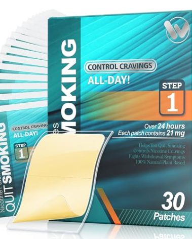 Nicotine Patches Step 1 Effective Helps Quit Smoking, 21 mg, 30 Patches Smoking Aid to Help Quit Smoking, Each Patch Provides a 24-Hour Nicotine Transdermal System