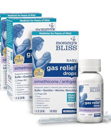 Mommy's Bliss Gas Relief Drops Bottle, Simethicone Drops for Infants, Relieves Stomach Discomfort, Safe & Gentle, Ginger Flavor, 1 Fl Oz (Pack of 3)