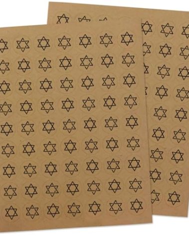 Brown Kraft Star of David Stickers - 126 Seals Pack - Hanukkah Stickers for Envelopes, Business Orders, Packaging