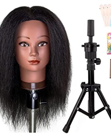 MILLYSHINE Mannequin Head 100% Real Human Hair,16" Styling Braiding Doll Head,Dyeing Curling Training Head,Hairdresscer Practice Manikin Head