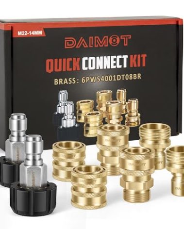 Premium Pressure Washer Quick Connect Kit, M22 Swivel to 3/8'' Quick Connect, 3/4'' to Quick Release, M22 14mm Quick Connect Pressure Washer Fittings Adapter Set for Patio Cleaning(Brass)