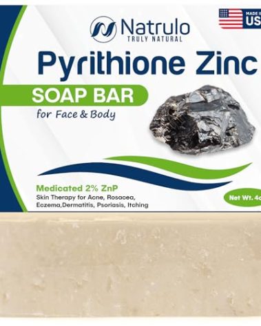 Pyrithione Zinc Soap Bar for Face & Body, 4oz | Medicated 2% ZnP Bar Soap Skin Therapy Cleanser for Acne, Rosacea, Eczema, Dermatitis, Psoriasis, Itching | Cleansing, Calming Facial Wash Made in USA