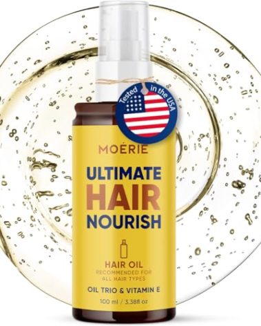 Moerie Ultimate Hair Oil for frizzy, dry and damaged Hair - Deeply Nourishing Rejuvenation - With Vitamin E, Jojoba & Hemp