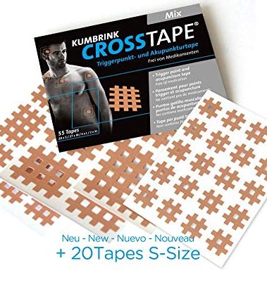 K-Tape Cross-Tape Mixed Sizes, Tapes for Crosspuncture Therapy Trigger Points, Acupuncture Points, Tense Muscles, Sore Joints - 5 Sheets, 35 Cross-Tapes