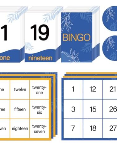 Sonwyoung 89 Pcs Bingo Game for Dementia Seniors Patients Products Including 29 Large Bingo Number Cards 54 Chips 6 Double-Sided Boards for Alzheimer's Dementia Activities Family Party