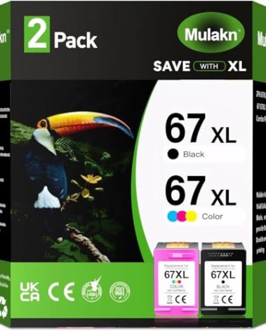 67XL for HP Ink 67XL Black/Tri-Color Combo Pack Used to DeskJet 2755e 2855e 2700 2700e 2723e 2734e 2752e 2755e 2755 4155e 4155 Envy 6000 6055e 6055 6400 6455e Envy Pro 6452 6458 6475 Printer