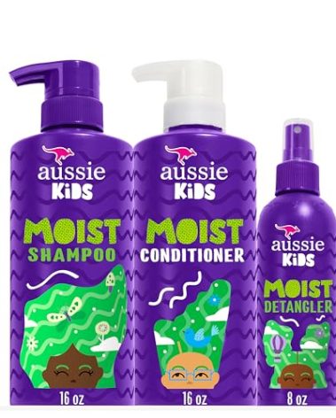 Aussie Kids Hair Care Bundle Set Including: Shampoo (16 Fl Oz), Conditioner (16 Fl Oz) & Detangler Spray (8 Fl Oz), Paraben- Freem Sulfate-Free, Dye-Free, Cruelty-Free, Tangle-Free Styling