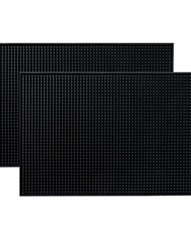 PVC Bar Service Mat for Cocktail Bartender 18x12 inches (Black 2-Pack)