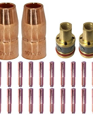 Mig Welding gun accessory 0.035" kit for Miller Millermatic M-10,M-15 and Hobart H-9 H-10: 20pcs Contact Tips 000-068 0.035" + 2pcs gas nozzles 169-715 1/2"+ 2pcs gas diffusers 169-716 …