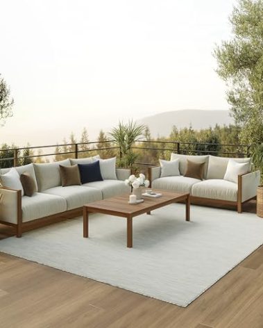 Nourison Positano Indoor-Outdoor Light Grey 8' x 10' Area Rug, Easy Cleaning, Non Shedding, Bed Room, Living Room, Dining Room, Backyard, Deck, Patio (8x10)