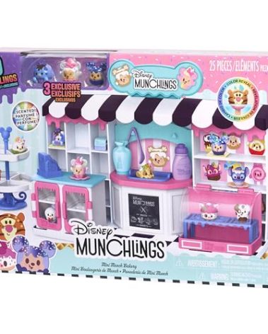 Just Play Disney Munchlings Mini Munch Bakery, 25-Piece Color Change Figure Playset, 1-inch Collectible Scented Figurines, Kids Toys for Ages 3 Up