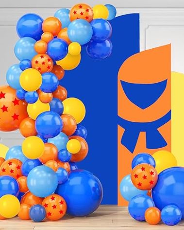 Dragon Balloons Dragon Z Party Supplies - 139 Pcs 7 Stars Balls Birthday Balloon Garland Arch Kit, Dragon Z Ball Latex Balloon Arch For Video Game Cartoon Ball Birthday Party Decorations (blue)