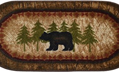 Cozy Cabin CC5276 Birch Bear Non Skid Rug 20"x44" Wedge Brown