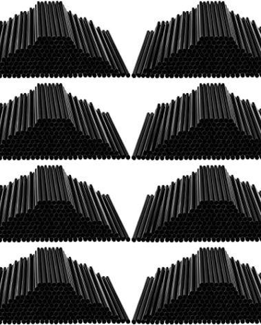 2000 Pcs Disposable Drinking Straws Long Plastic Straws 8.25" Long and 0.25'' Diameter for Cocktail Drink Cups Juice (Black)