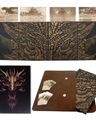 oTTTPGo DND DM Screen 5e,Dungeon Master Screen for Dungeons and Dragons Gifts,4 Embossed Panels Total Width 37",Support 8.5x11 Print Paper