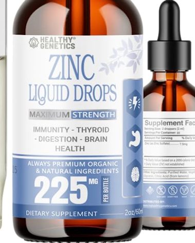 Liquid Zinc Drops for Kids, Men and Women | Organic Ionic Zinc Sulfate | Immunity, Mood, Brain Thyroid | 30 Day Supply| 2 Oz
