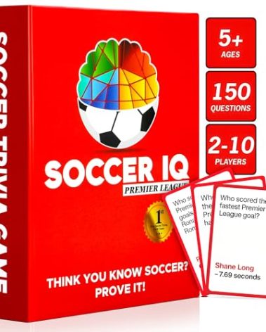 SOCCER IQ Soccer Trivia Card Game English League Version – 150 Soccer Trivia Questions, Best Soccer Gifts for Boys | Soccer Cards 2025 Soccer Games for Kids & Adults | EPL Soccer Cards Soccer Gift