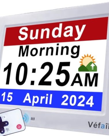 Véfaîî 30 Alarms Extra Large Digital Clock with Auto DST, 6 Display Modes, 20 Custom Reminders, 10-Level Auto Dimmer, AM/PM- Perfect Organizer for Home & School